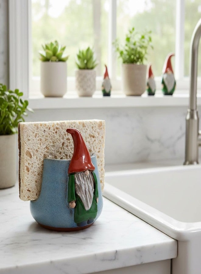 Modern Artisans American Handmade Pottery Kitchen Sponge Holder, Garden Gnome Motif - Image 3